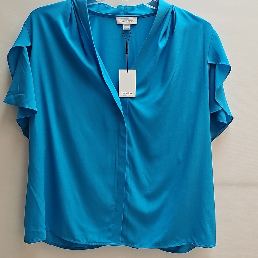 Calvin Klein Bright Blue Women's Blouse 1X